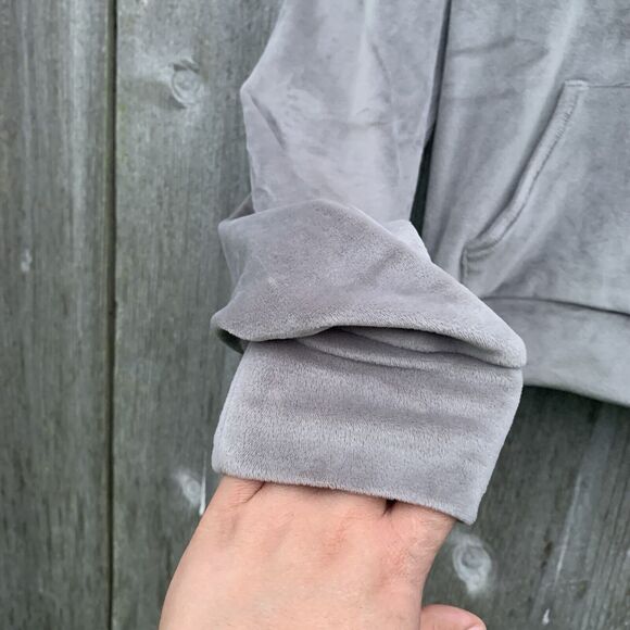 SKIMS Jacket Sz Medium Grey Velour Zip Up Hoodie Short Super Soft Loungewear - Picture 4 of 12